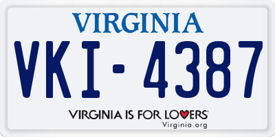 VA license plate VKI4387