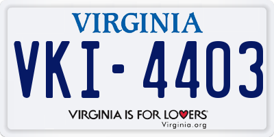 VA license plate VKI4403