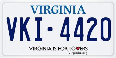 VA license plate VKI4420