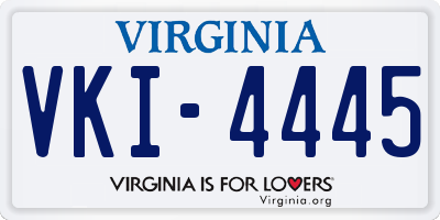 VA license plate VKI4445