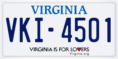 VA license plate VKI4501