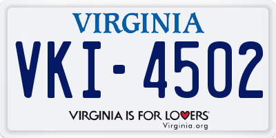 VA license plate VKI4502