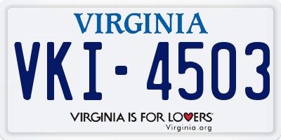VA license plate VKI4503