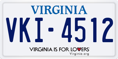 VA license plate VKI4512