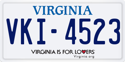 VA license plate VKI4523