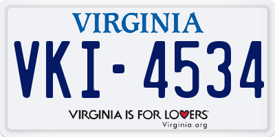 VA license plate VKI4534