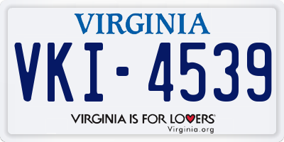 VA license plate VKI4539