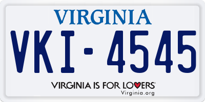 VA license plate VKI4545