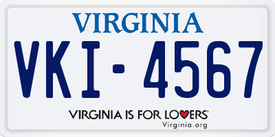 VA license plate VKI4567
