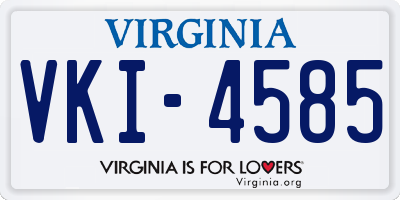 VA license plate VKI4585