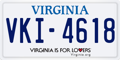 VA license plate VKI4618