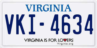 VA license plate VKI4634