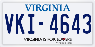 VA license plate VKI4643