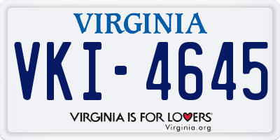 VA license plate VKI4645
