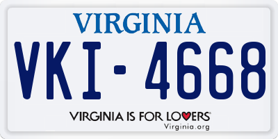 VA license plate VKI4668