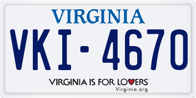 VA license plate VKI4670