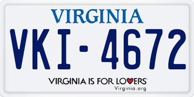 VA license plate VKI4672