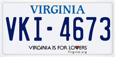 VA license plate VKI4673