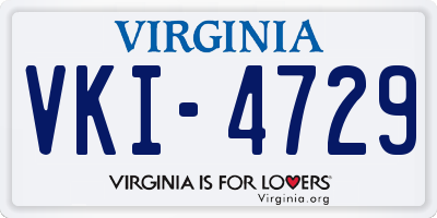 VA license plate VKI4729