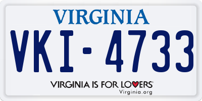 VA license plate VKI4733
