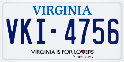 VA license plate VKI4756