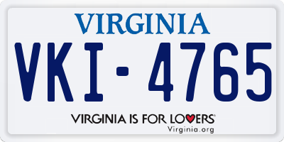 VA license plate VKI4765
