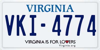 VA license plate VKI4774