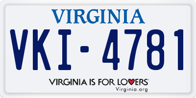 VA license plate VKI4781