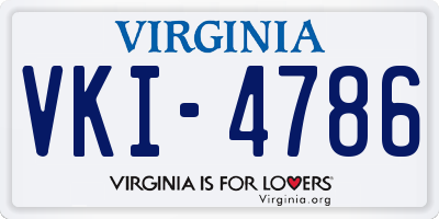 VA license plate VKI4786