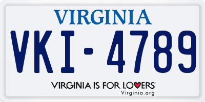 VA license plate VKI4789