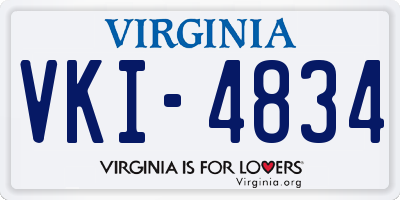 VA license plate VKI4834