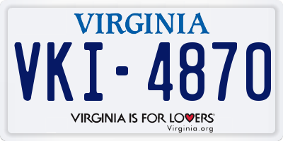 VA license plate VKI4870