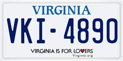 VA license plate VKI4890
