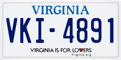 VA license plate VKI4891