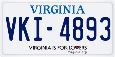 VA license plate VKI4893