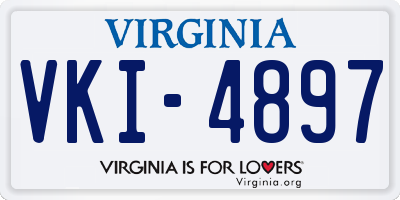 VA license plate VKI4897