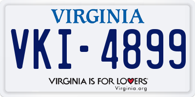 VA license plate VKI4899