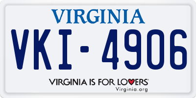 VA license plate VKI4906