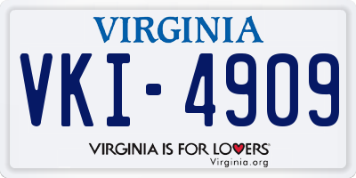 VA license plate VKI4909