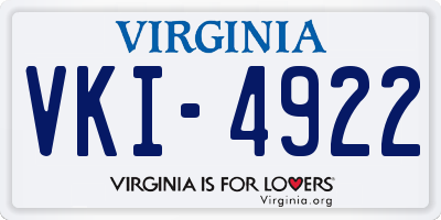 VA license plate VKI4922