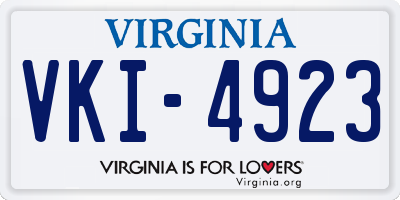 VA license plate VKI4923