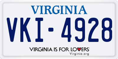 VA license plate VKI4928