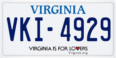 VA license plate VKI4929
