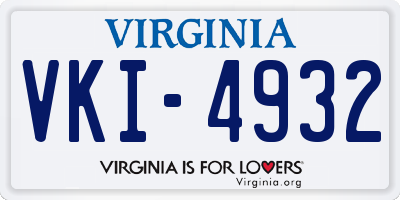 VA license plate VKI4932