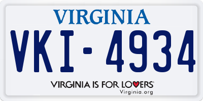VA license plate VKI4934