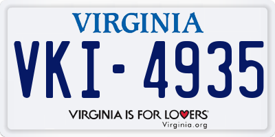 VA license plate VKI4935