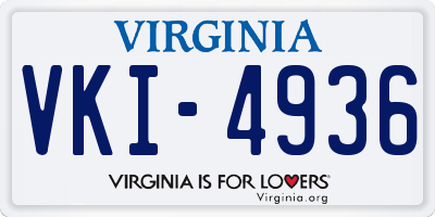 VA license plate VKI4936