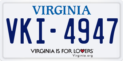VA license plate VKI4947