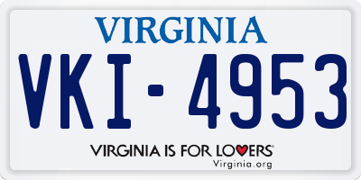VA license plate VKI4953