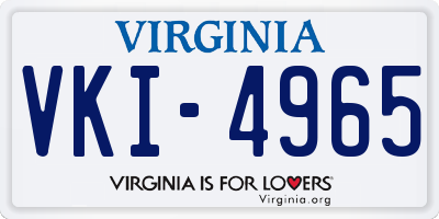 VA license plate VKI4965